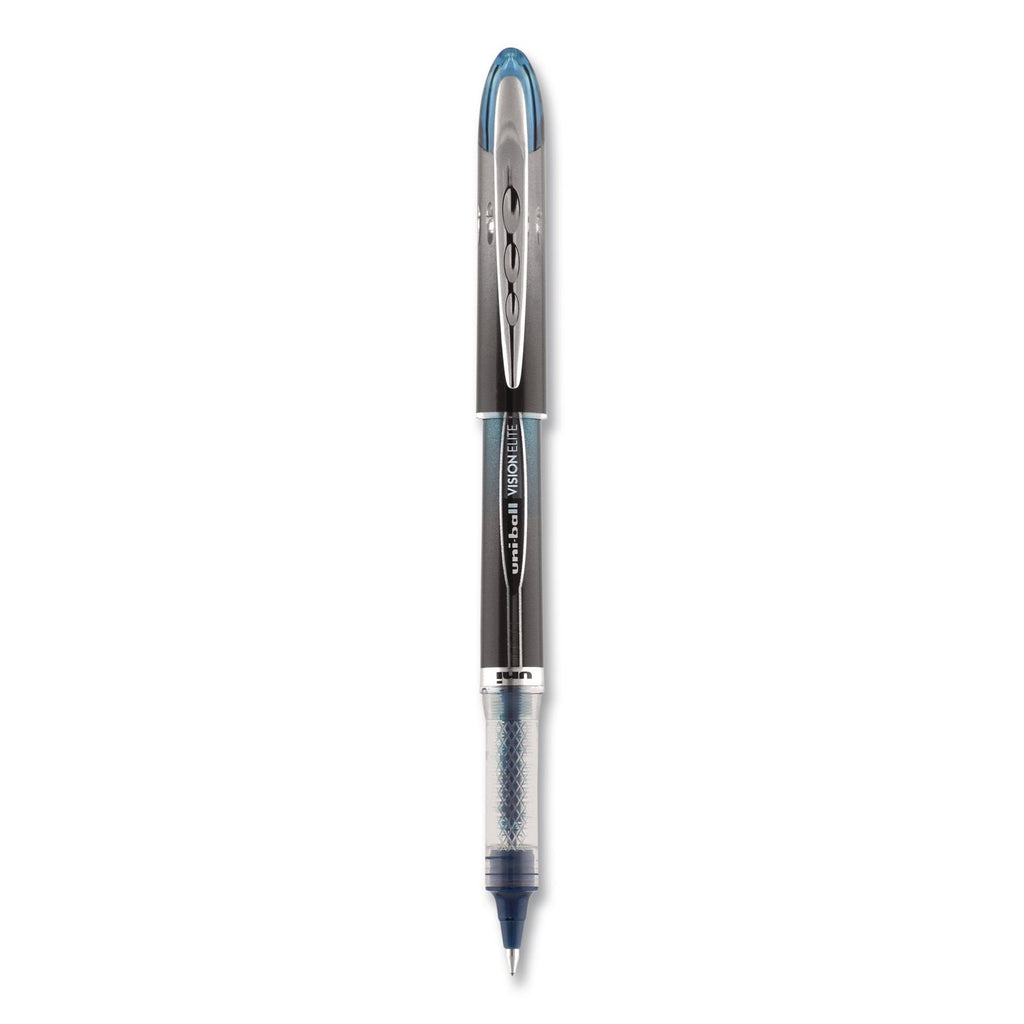 VISION ELITE BLX Series Hybrid Gel Pen, Stick, Extra-Fine 0.5 mm, Blue-Infused Black Ink, Gray/Blue/Clear Barrel
