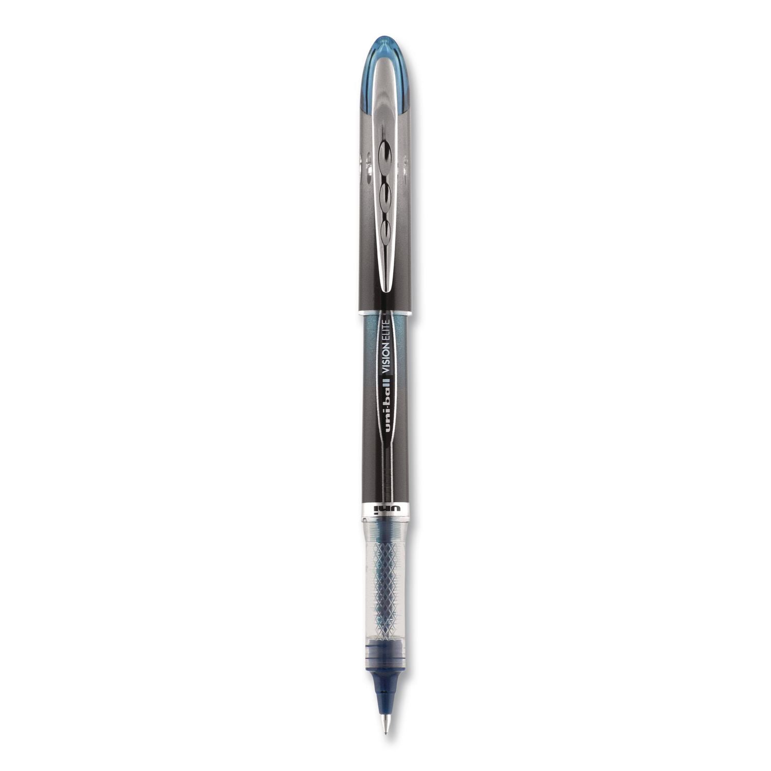 VISION ELITE BLX Series Hybrid Gel Pen, Stick, Extra-Fine 0.5 mm, Blue-Infused Black Ink, Gray/Blue/Clear Barrel