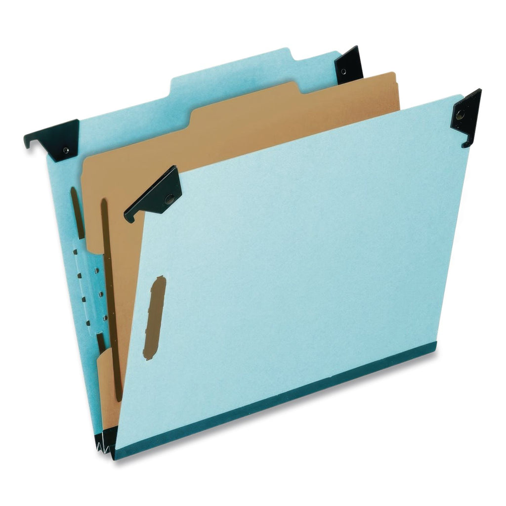 Hanging Classification Folders with Dividers, Letter Size, 1 Divider, 2/5-Cut Exterior Tabs, Blue