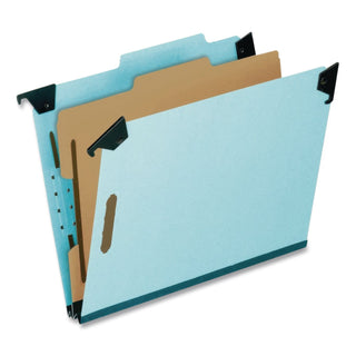 Hanging Classification Folders with Dividers, Letter Size, 1 Divider, 2/5-Cut Exterior Tabs, Blue
