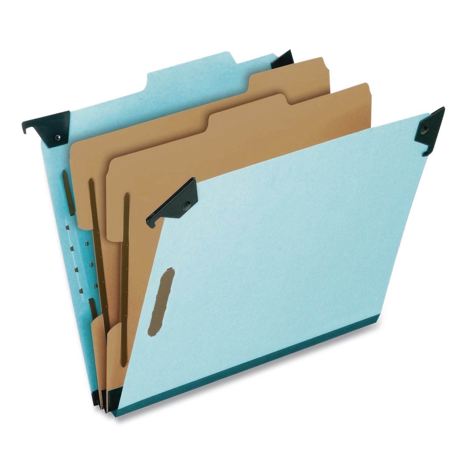 Hanging Classification Folders with Dividers, Letter Size, 2 Dividers, 2/5-Cut Exterior Tabs, Blue
