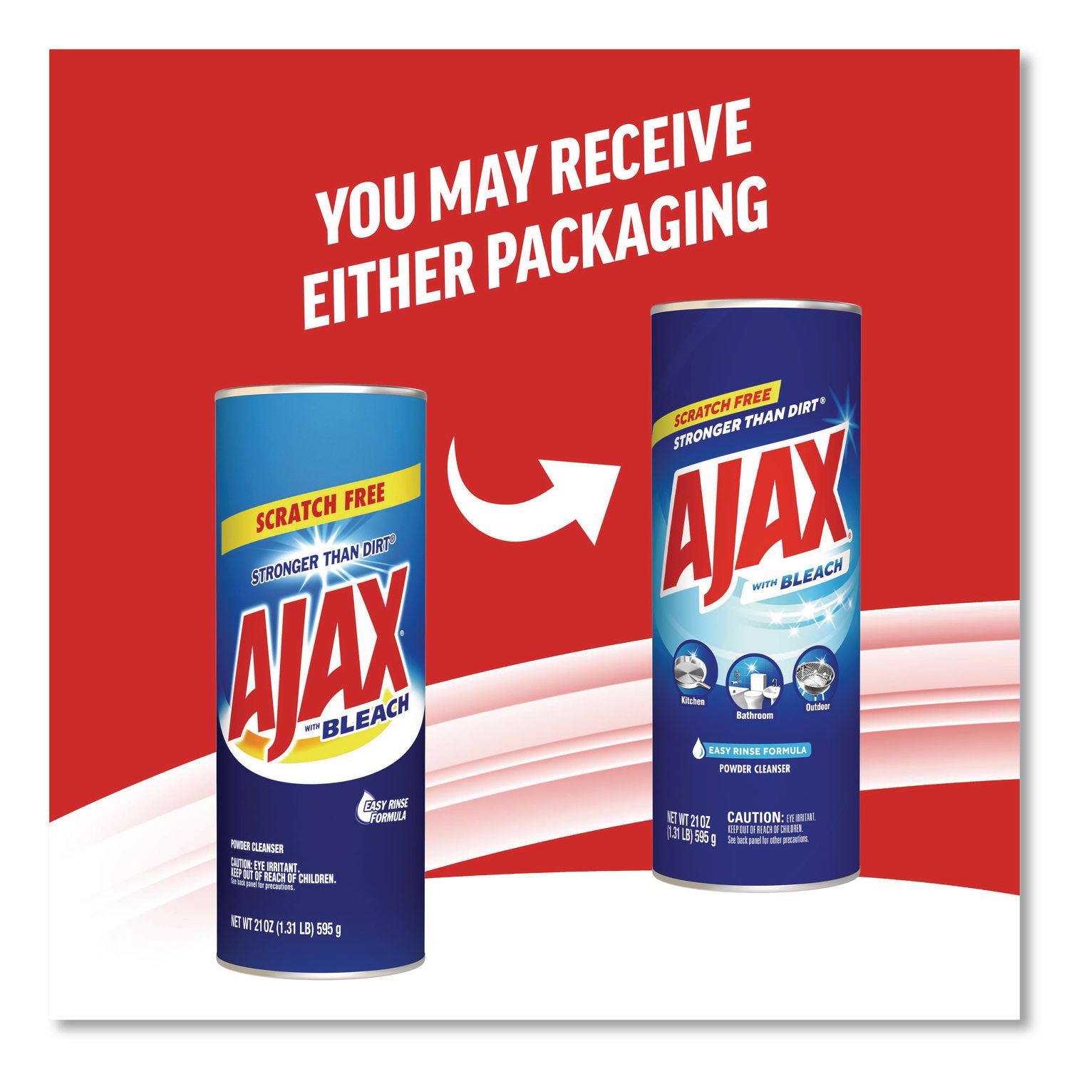 AJAX Powder Cleanser With Bleach - 21 oz (1.31 lb) - 1 Each - Non-scratching, Phosphate-free - White
