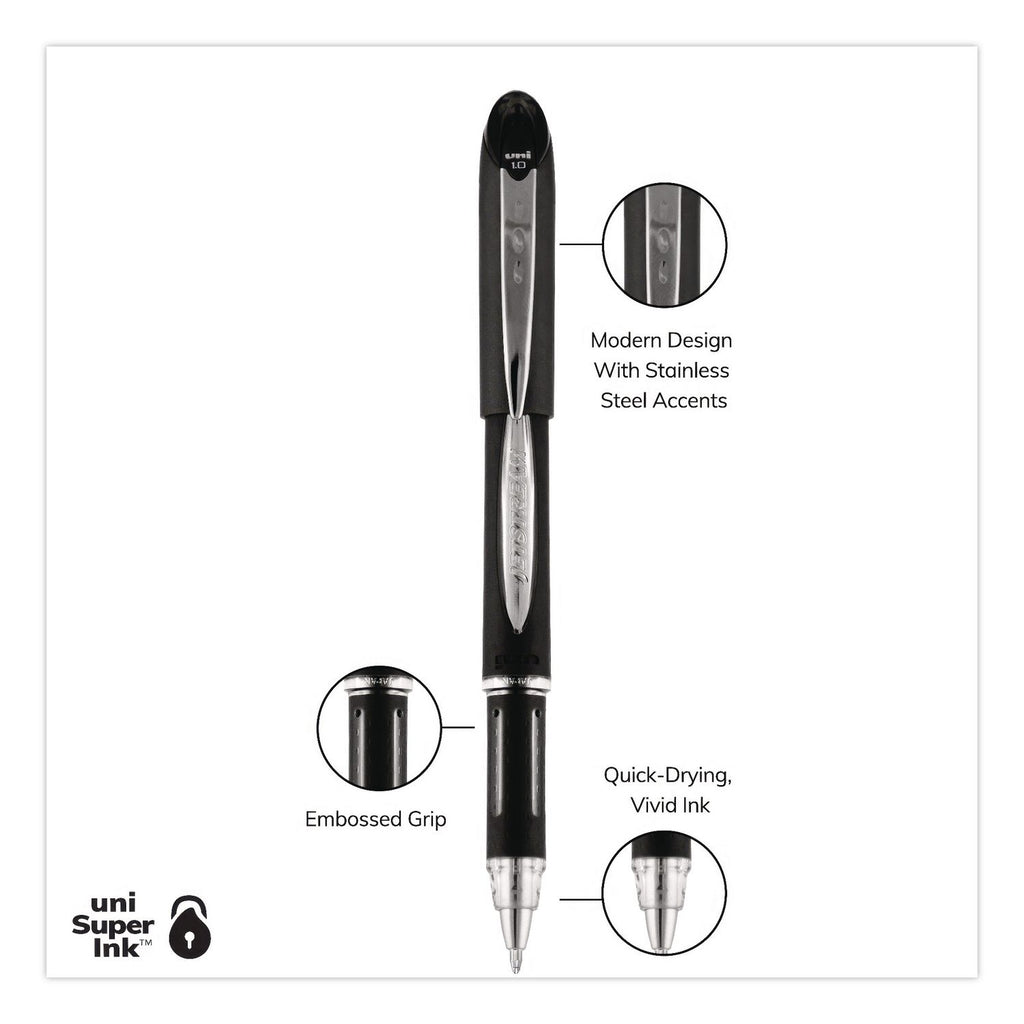 Jetstream Stick Hybrid Gel Pen, Bold 1 mm, Black Ink, Black/Silver Barrel