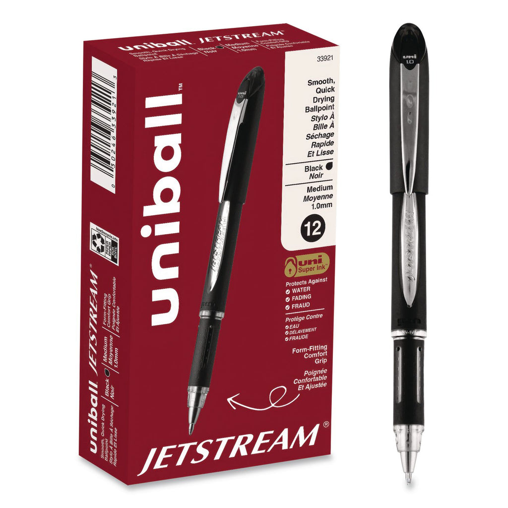Jetstream Stick Hybrid Gel Pen, Bold 1 mm, Black Ink, Black/Silver Barrel