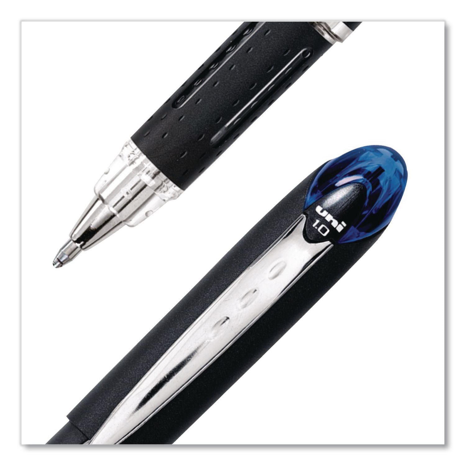 Jetstream Stick Hybrid Gel Pen, Bold 1 mm, Blue Ink, Black/Silver/Blue Barrel