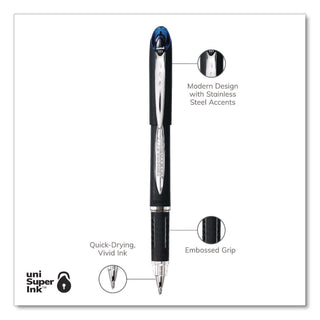 Jetstream Stick Hybrid Gel Pen, Bold 1 mm, Blue Ink, Black/Silver/Blue Barrel