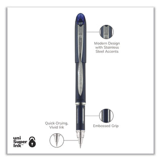 Jetstream Hybrid Gel Pen, Stick, Fine 0.7 mm, Blue Ink, Blue/Silver Barrel