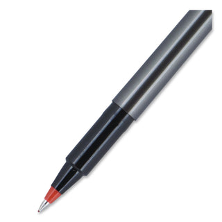 Deluxe Roller Ball Pen, Stick, Extra-Fine 0.5 mm, Red Ink, Metallic Gray/Black/Red Barrel, Dozen