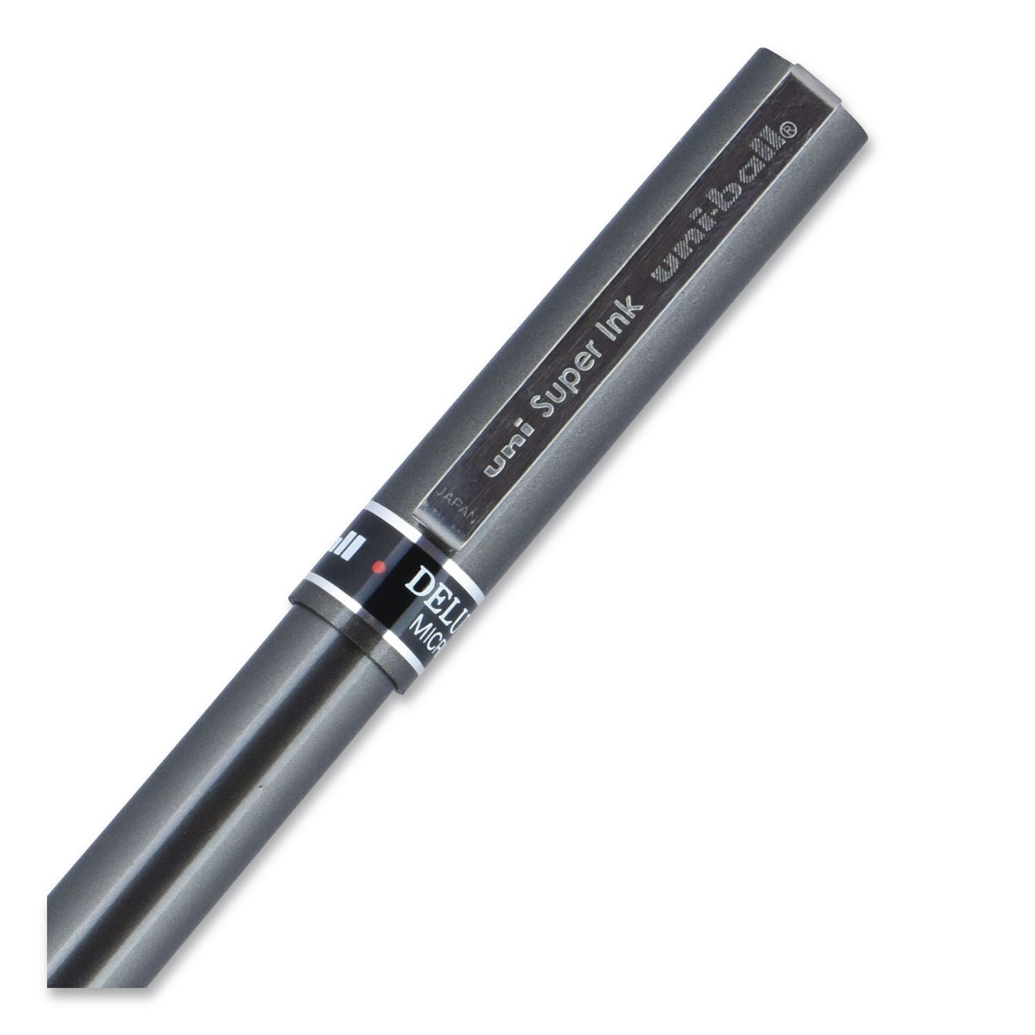 Deluxe Roller Ball Pen, Stick, Extra-Fine 0.5 mm, Red Ink, Metallic Gray/Black/Red Barrel, Dozen