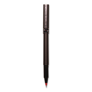 Deluxe Roller Ball Pen, Stick, Extra-Fine 0.5 mm, Red Ink, Metallic Gray/Black/Red Barrel, Dozen