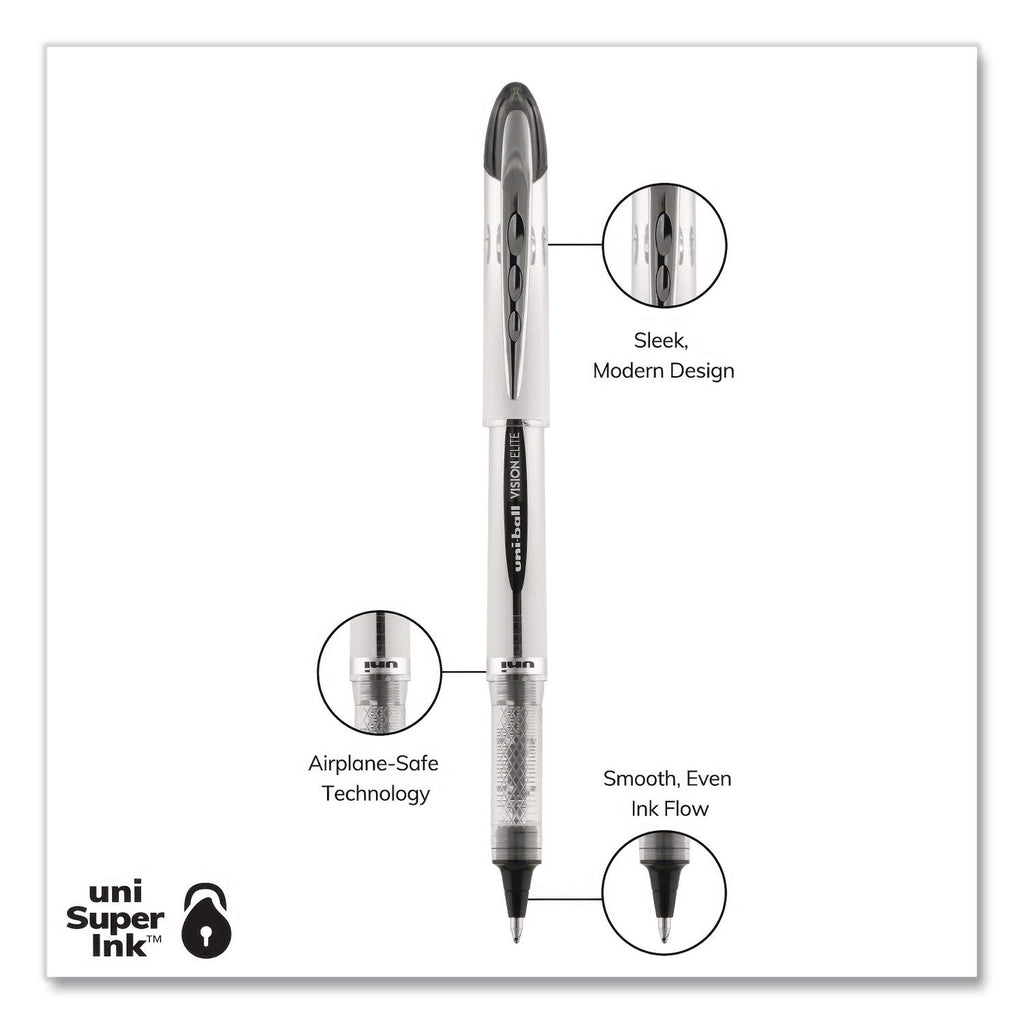 uni-ball - Vision Elite Roller Ball Stick Water-Proof Pen, Black Ink, Bold, Sold as 1 EA