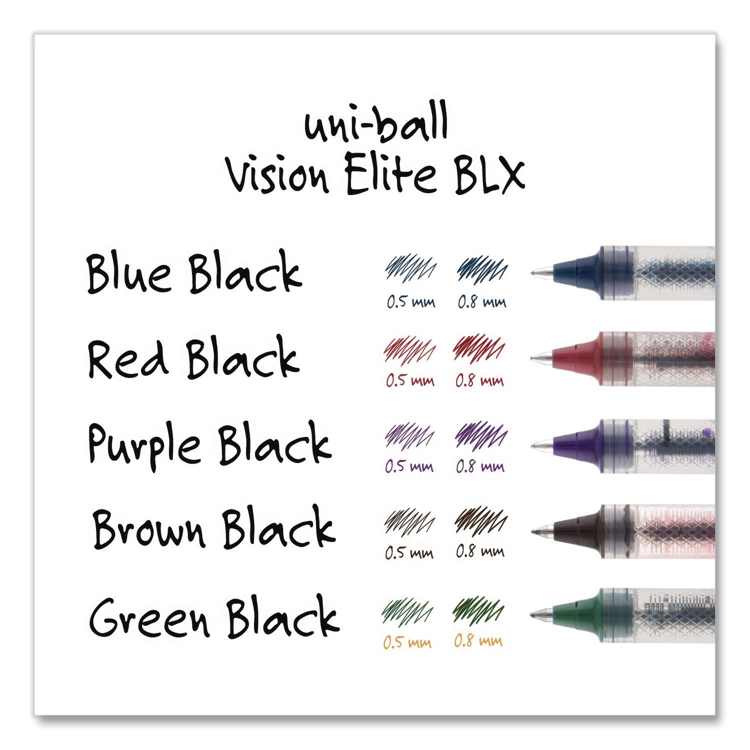 uni-ball - Vision Elite Roller Ball Stick Water-Proof Pen, Blue/Black Ink, Bold, Sold as 1 EA