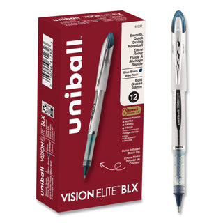 uni-ball - Vision Elite Roller Ball Stick Water-Proof Pen, Blue/Black Ink, Bold, Sold as 1 EA