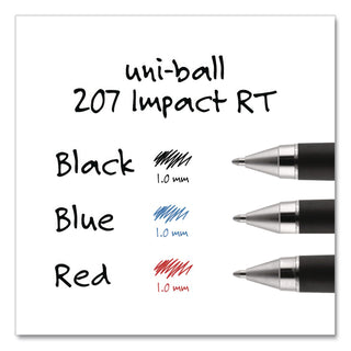 uniball 207 Impact RT Gel Pens - Bold Pen Point - 1 mm Pen Point Size - Refillable - Retractable - Blue Gel-based Ink - Metallic Barrel - 1 Dozen