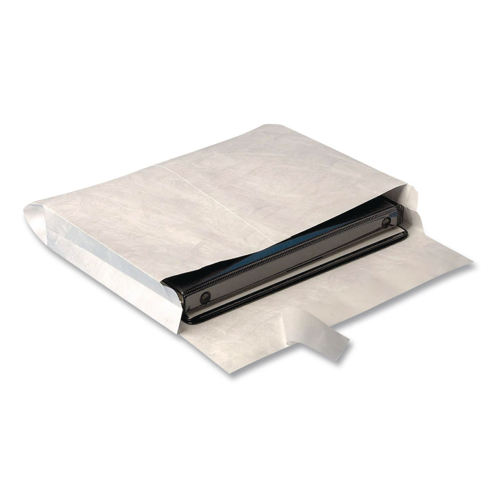 Lightweight 14 lb Tyvek Open End 2" Expansion Mailers, #13 1/2, Square Flap, Redi-Strip Closure, 10 x 13, White, 25/Box