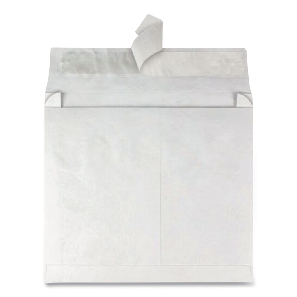Lightweight 14 lb Tyvek Open End Expansion Mailers, #15 1/2, Square Flap, Redi-Strip Adhesive Closure, 12 x 16, White, 100/CT