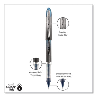 uniball Vision Elite BLX Rollerball Pen - Micro Pen Point - 0.5 mm Pen Point Size - Black/Blue Pigment-based Ink - 1 Dozen