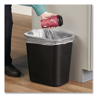 Fiberglass Wastebasket, 7 gal, Fiberglass, Black
