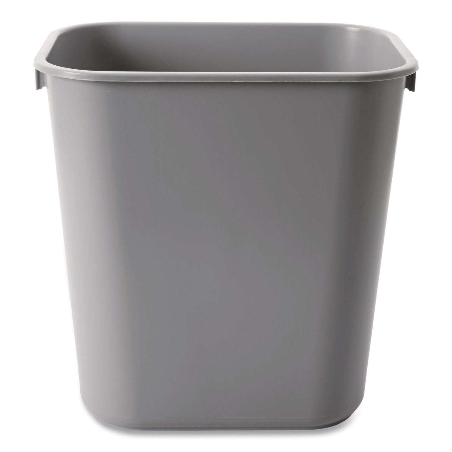 Deskside Plastic Wastebasket, Rectangular, 3.5gal, Gray
