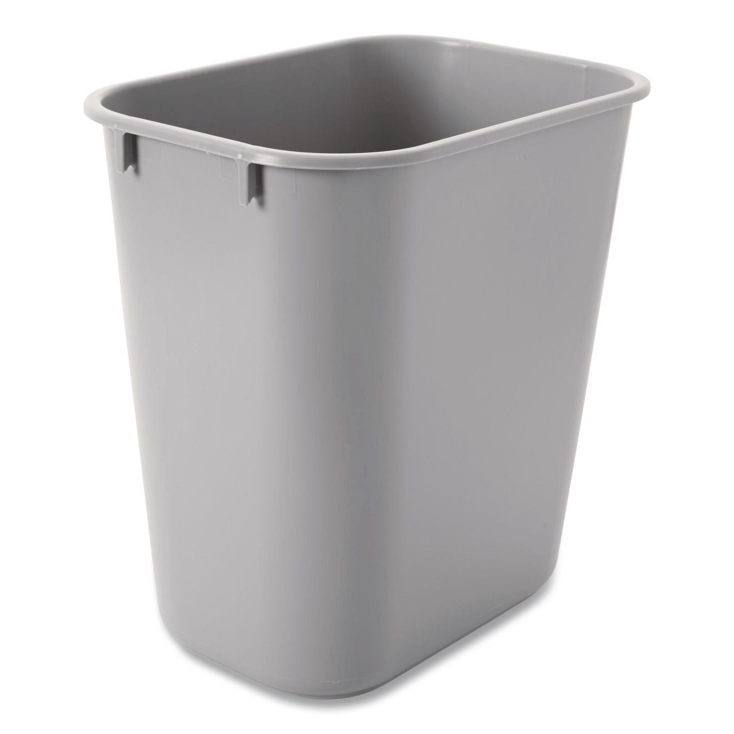 Deskside Plastic Wastebasket, Rectangular, 3.5gal, Gray