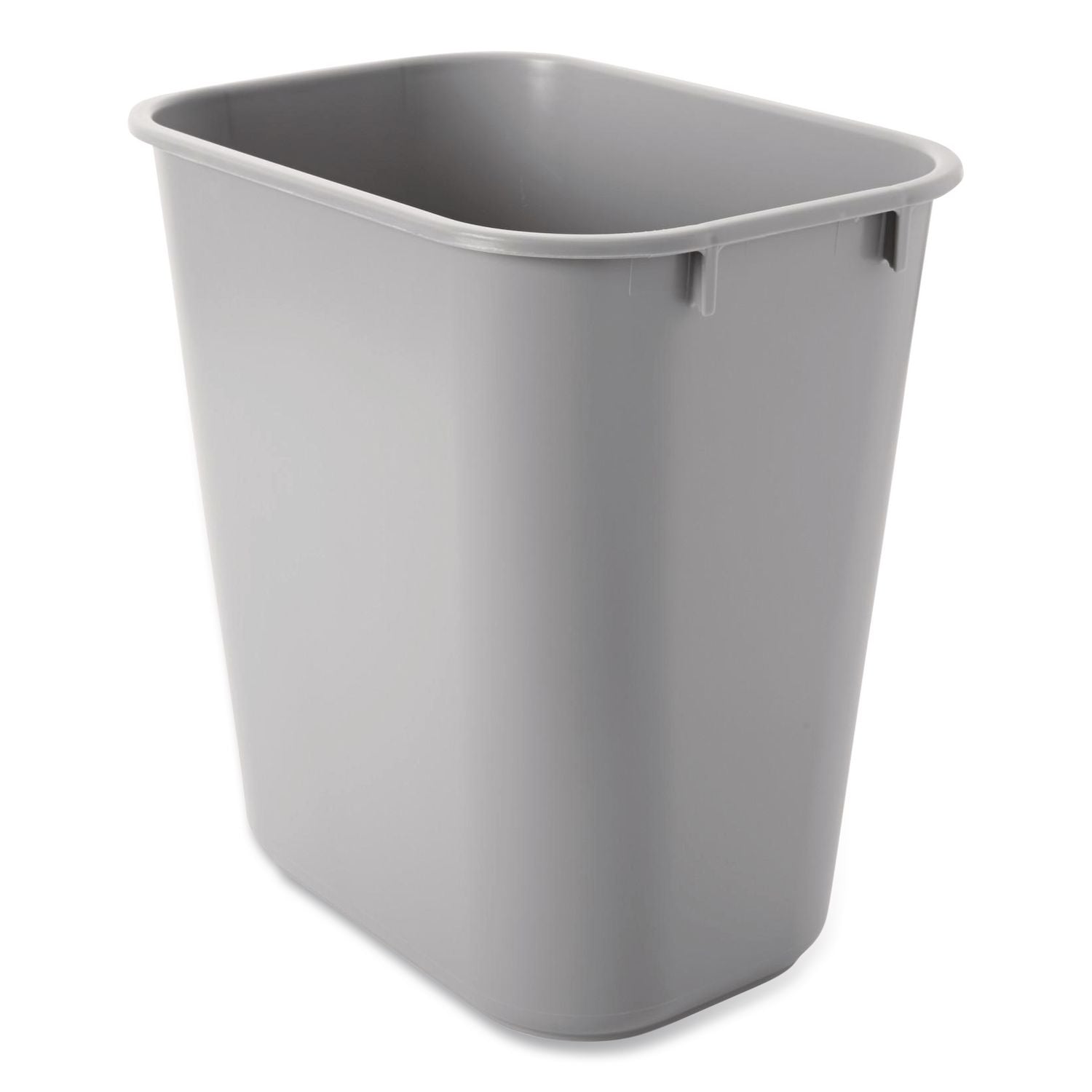 Deskside Plastic Wastebasket, Rectangular, 3.5gal, Gray