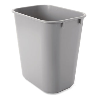 Deskside Plastic Wastebasket, Rectangular, 3.5gal, Gray