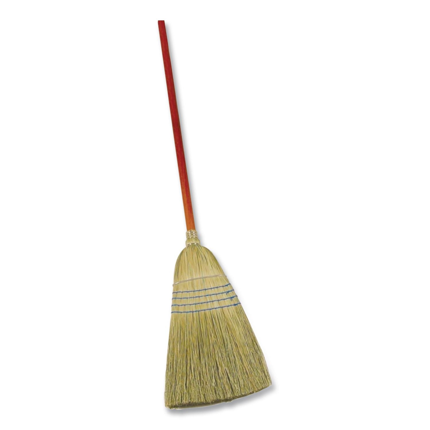 Corn-Fill Broom, Corn Fiber Bristles, 38" Overall Length, Blue
