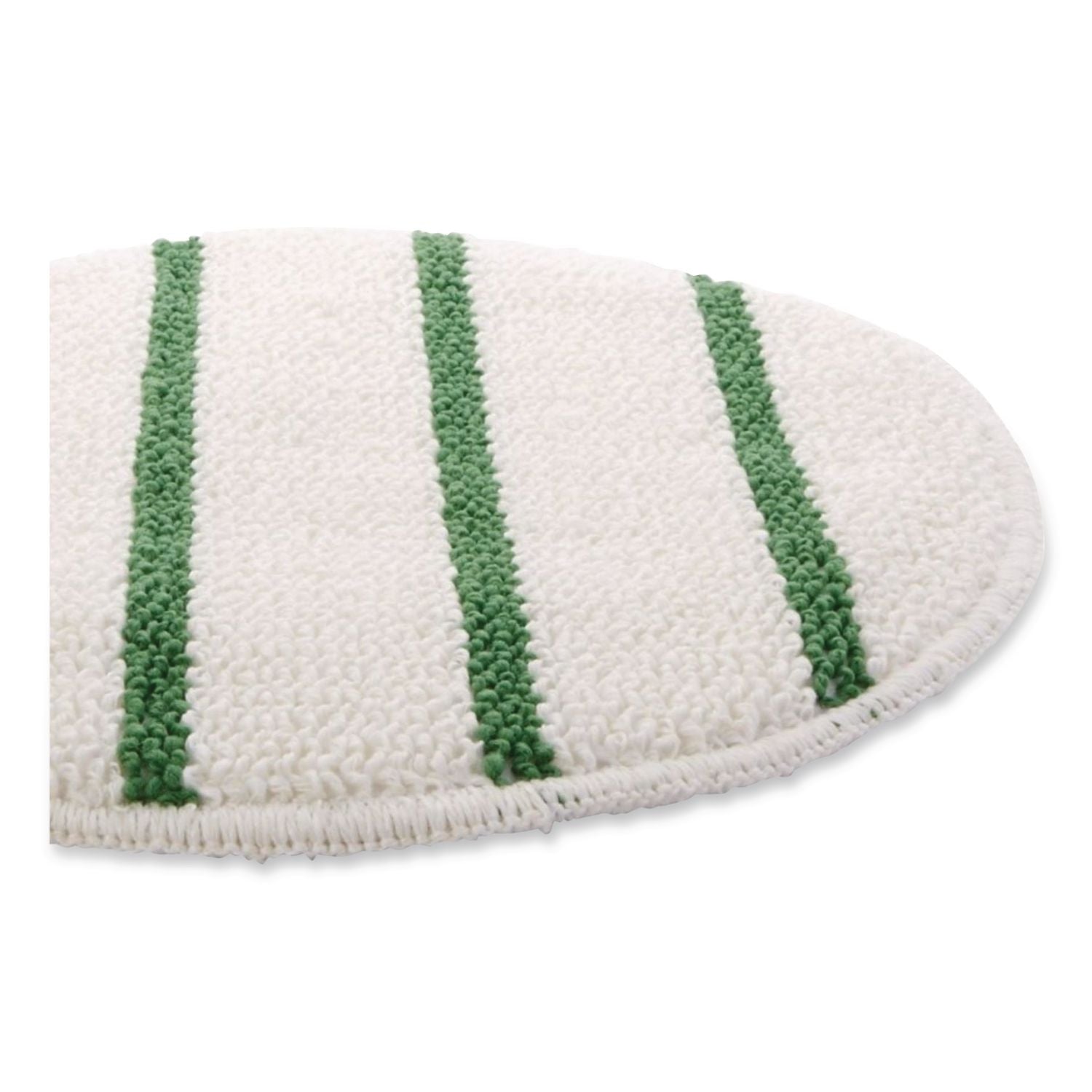 Low Profile Scrub-Strip Carpet Bonnet, 19" Diameter, White/Green, 5/Carton
