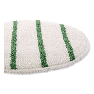 Low Profile Scrub-Strip Carpet Bonnet, 19" Diameter, White/Green, 5/Carton