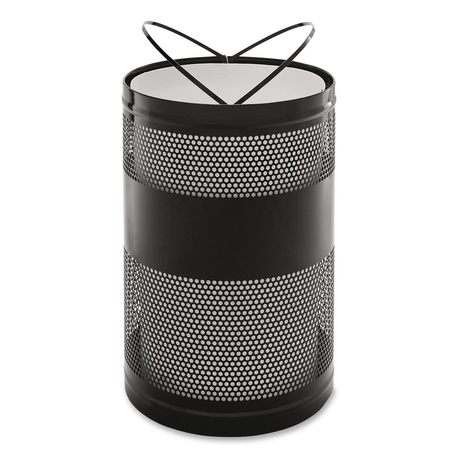 Classics Perforated Open Top Receptacle, 51 gal, Steel, Black