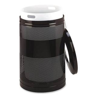 Classics Perforated Open Top Receptacle, 51 gal, Steel, Black