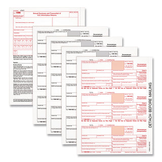 1099-NEC Tax Forms, Fiscal Year: 2023, Five-Part Carbonless, 8.5 x 3.5, 3 Forms/Sheet, 50 Forms Total