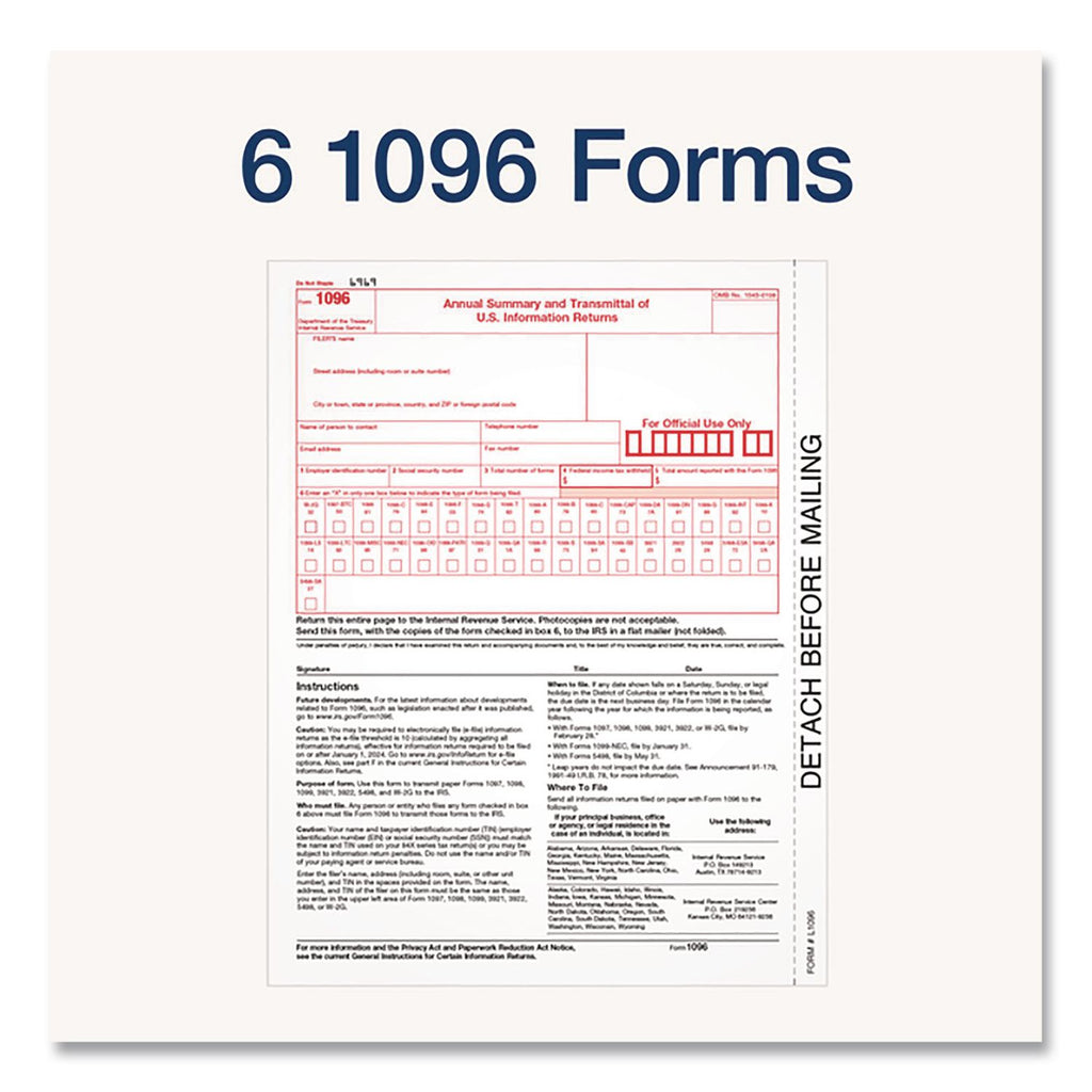 1099-NEC Tax Forms, Fiscal Year: 2023, Five-Part Carbonless, 8.5 x 3.5, 3 Forms/Sheet, 50 Forms Total
