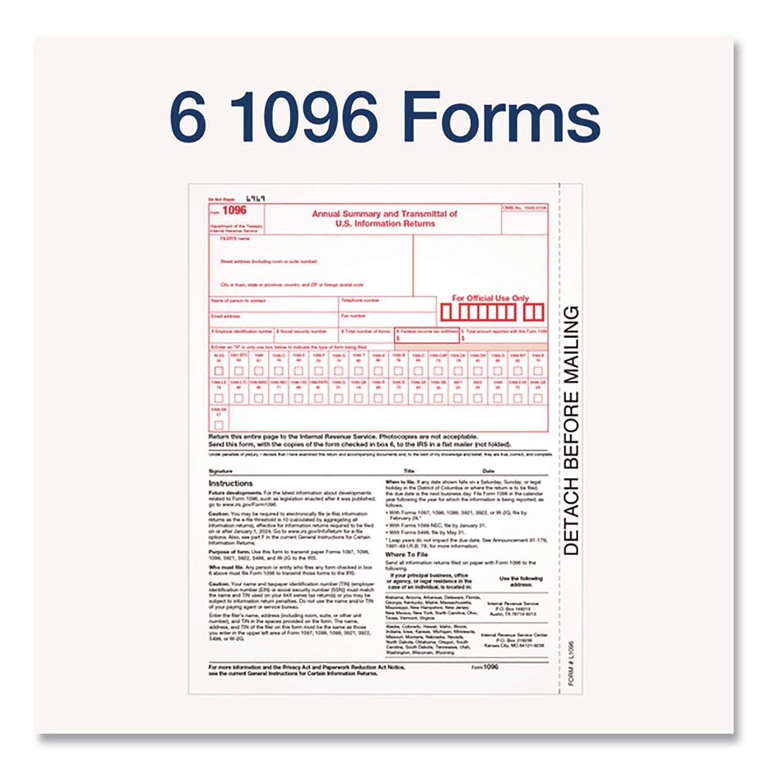 1099-NEC Tax Forms, Fiscal Year: 2023, Five-Part Carbonless, 8.5 x 3.5, 3 Forms/Sheet, 50 Forms Total