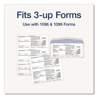 1099 Double Window Envelope, Commercial Flap, Gummed Closure, 3.75 x 8.75, White, 24/Pack