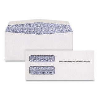 1099 Double Window Envelope, Commercial Flap, Gummed Closure, 3.75 x 8.75, White, 24/Pack