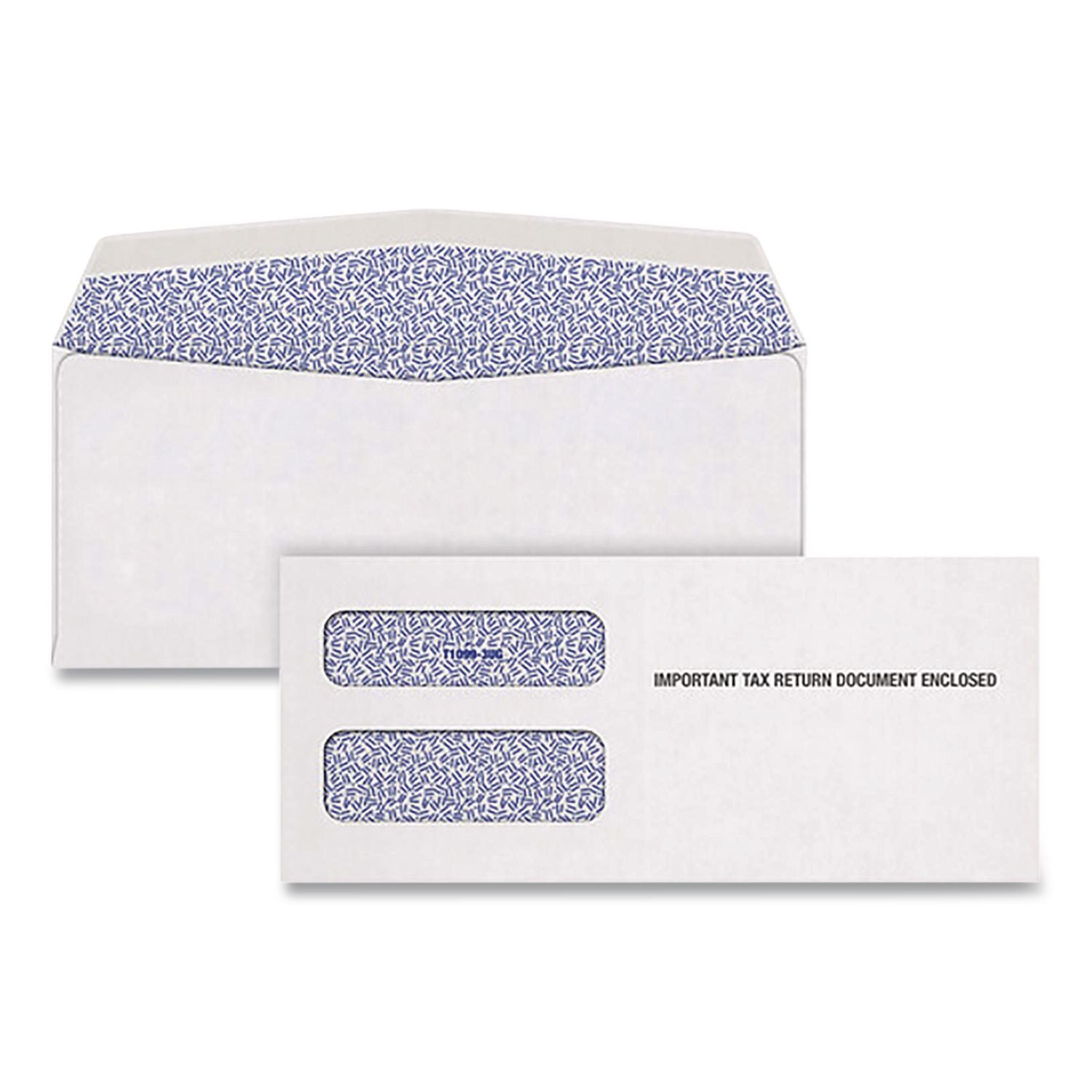 1099 Double Window Envelope, Commercial Flap, Gummed Closure, 3.75 x 8.75, White, 24/Pack