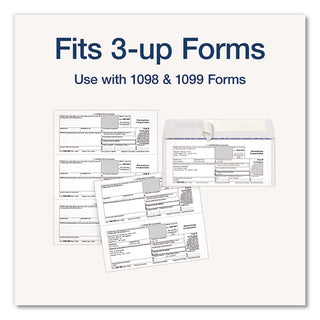 1099 Double Window Envelope, Commercial Flap, Self-Adhesive Closure, 3.75 x 8.75, White, 24/Pack