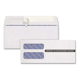 1099 Double Window Envelope, Commercial Flap, Self-Adhesive Closure, 3.75 x 8.75, White, 24/Pack
