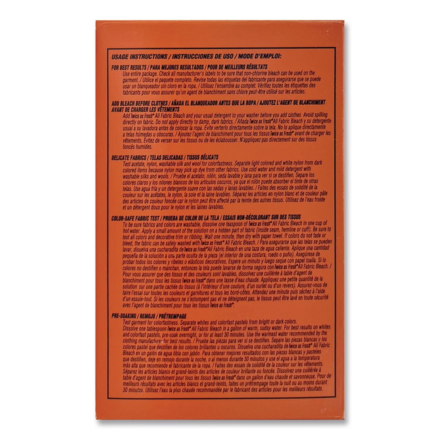 Color Safe Powder Bleach, Vend Pack, 1 load Box, 100/Carton