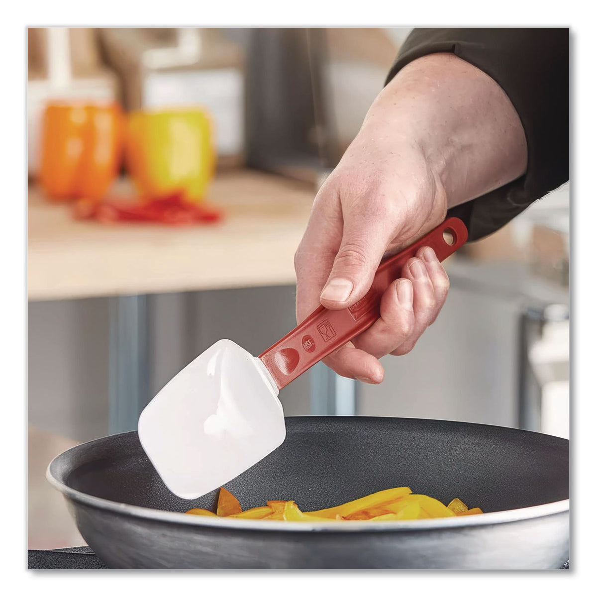 High Heat Scraper Spoon, White w/Red Blade, 13 1/2