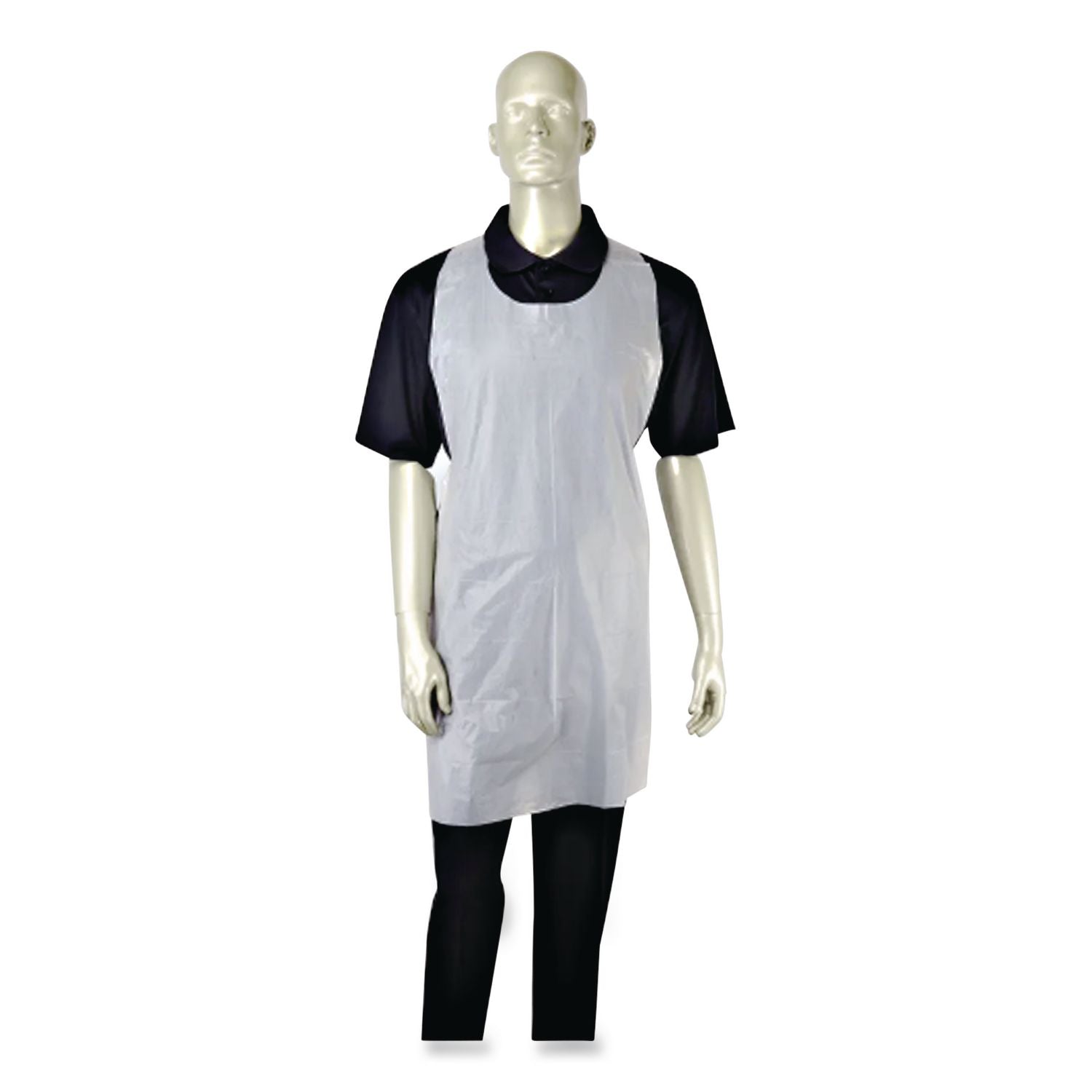 Poly Apron, 24 x 42, One Size Fits All, White, 100/Pack, 10 Packs/Carton