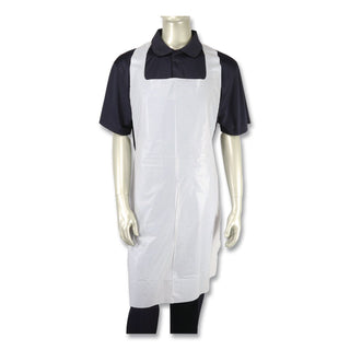 Heavyweight Poly Aprons, 28 x 46, 1.77 mil, One Size Fits All, White, 500/Carton