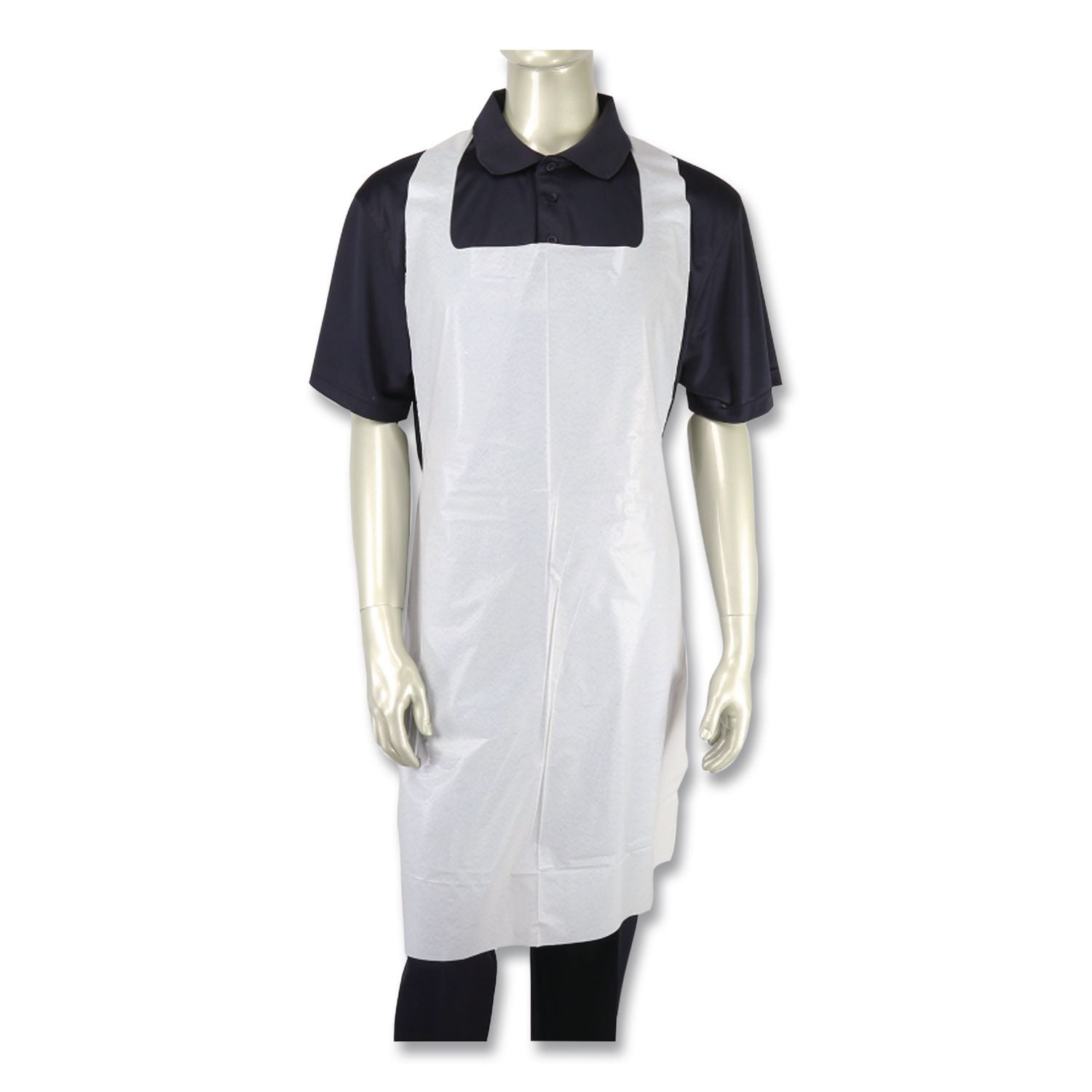 Heavyweight Poly Aprons, 28 x 46, 1.77 mil, One Size Fits All, White, 500/Carton