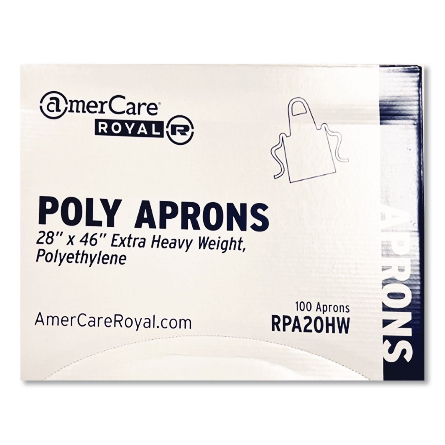 Heavyweight Poly Aprons, 28 x 46, 1.77 mil, One Size Fits All, White, 500/Carton