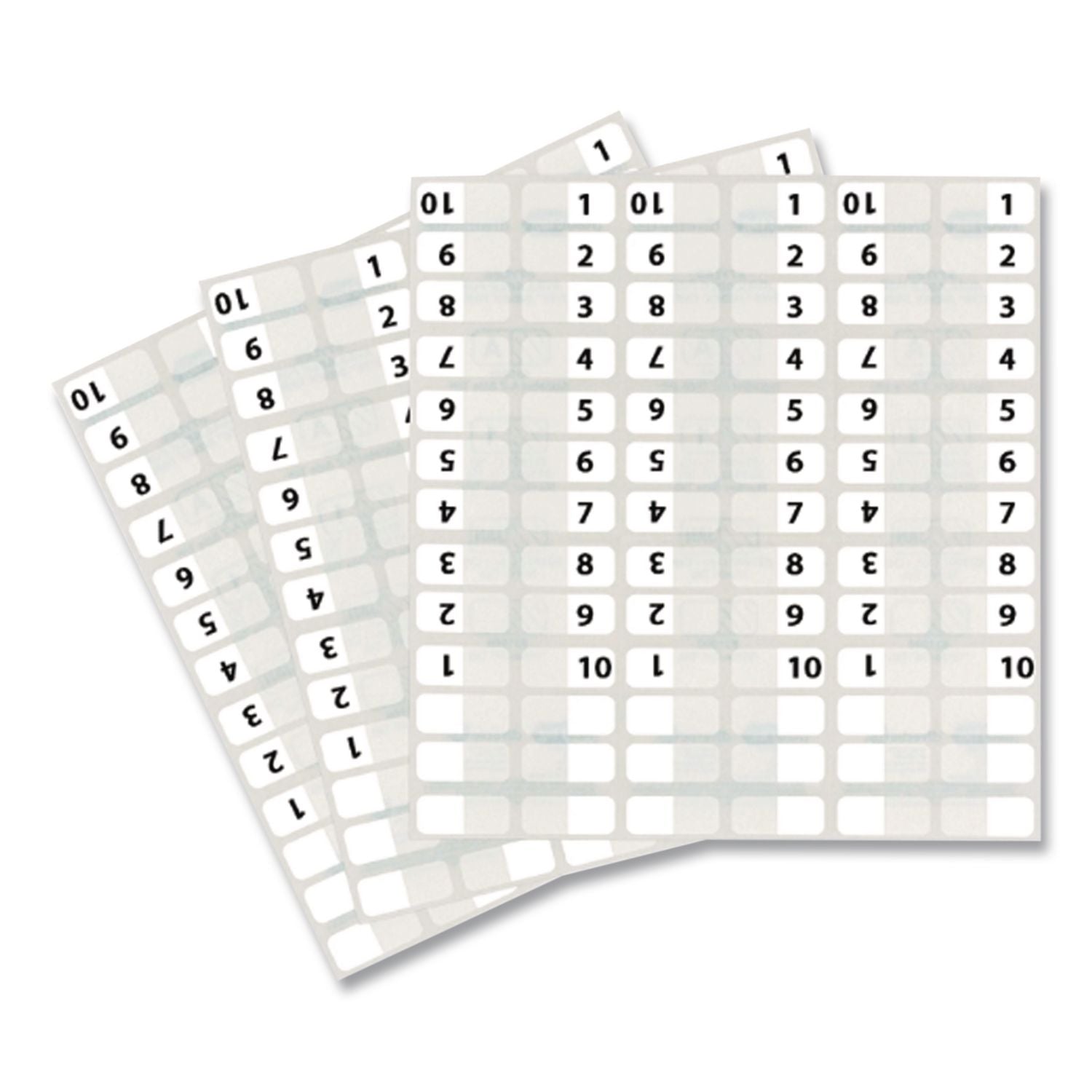 Legal Index Tabs, Preprinted Numeric: 1 to 10, 1/12-Cut, White, 0.44" Wide, 104/Pack