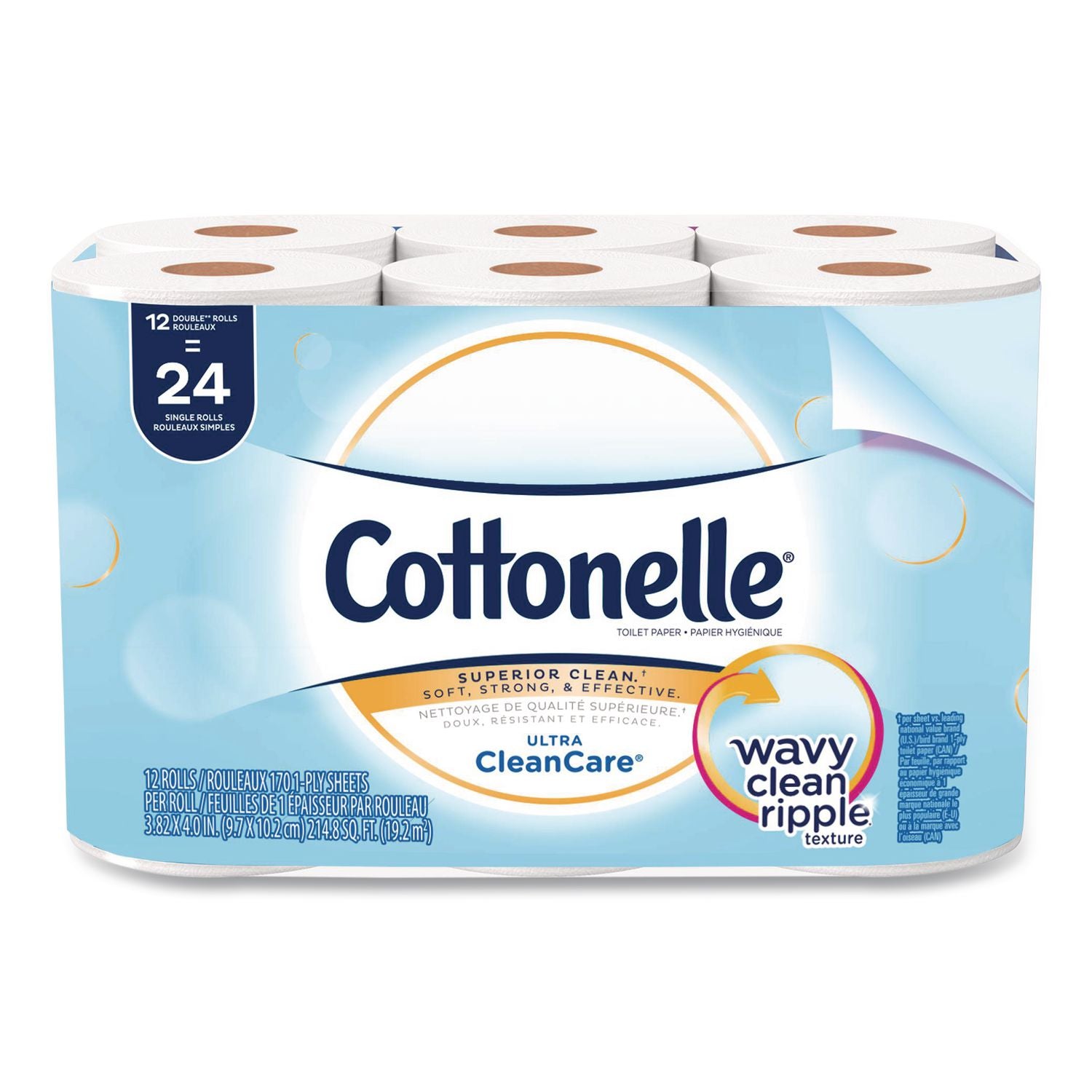 Clean Care Bathroom Tissue, Septic Safe, 1-Ply, White, 170 Sheets/Roll, 12 Rolls/Pack