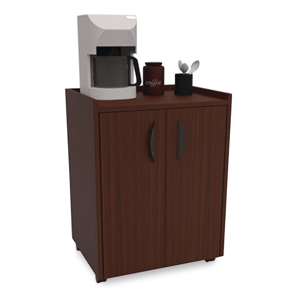Mobile Refreshment Center, Engineered Wood, 3 Shelves, 23" x 18" x 31", Mahogany