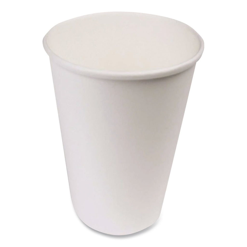 Single-Sided Poly Paper Hot Cups, 16 oz, White, 50 Sleeve, 20 Sleeves/Carton