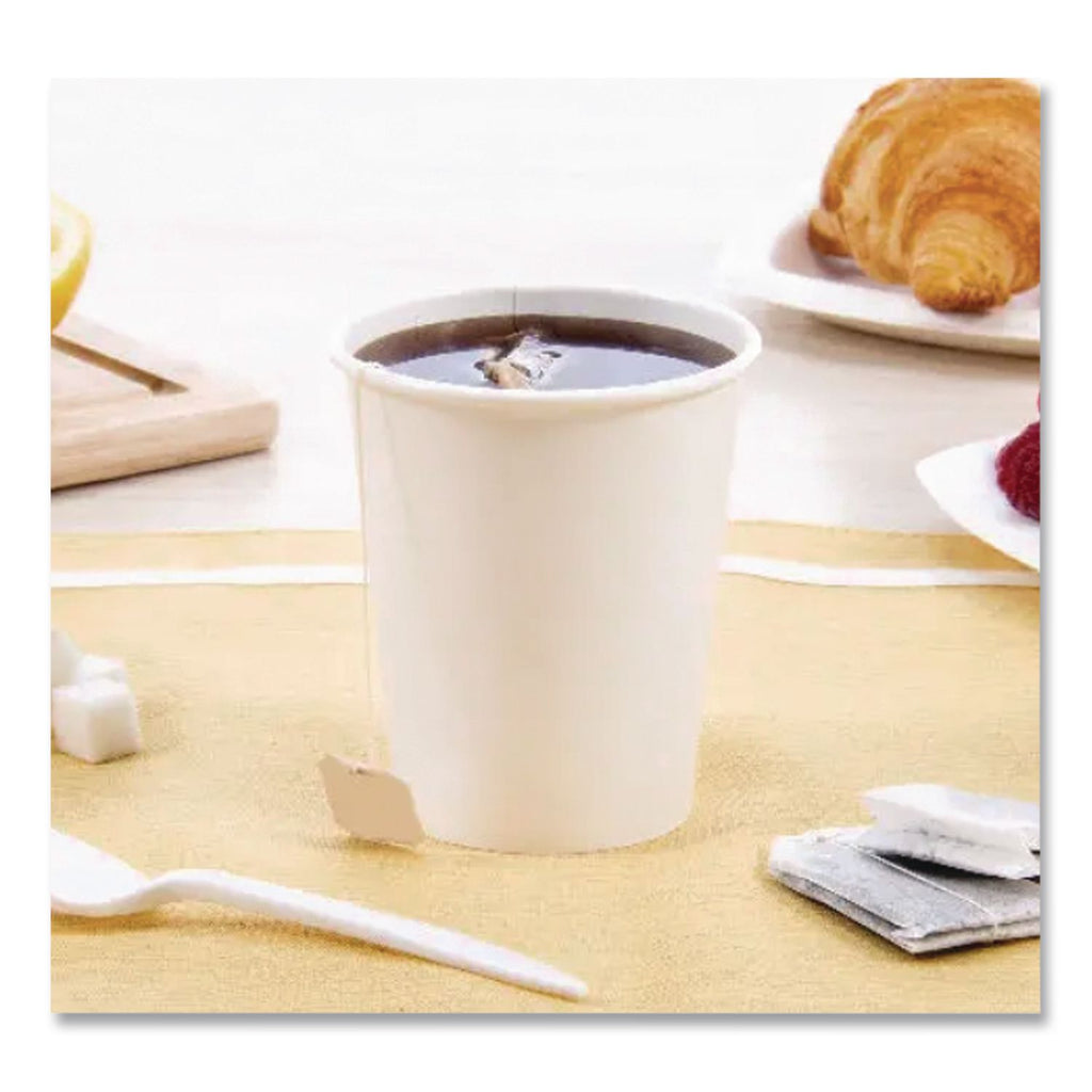 Single-Sided Poly Paper Hot Cups, 10 oz, White, 50 Sleeve, 20 Sleeves/Carton